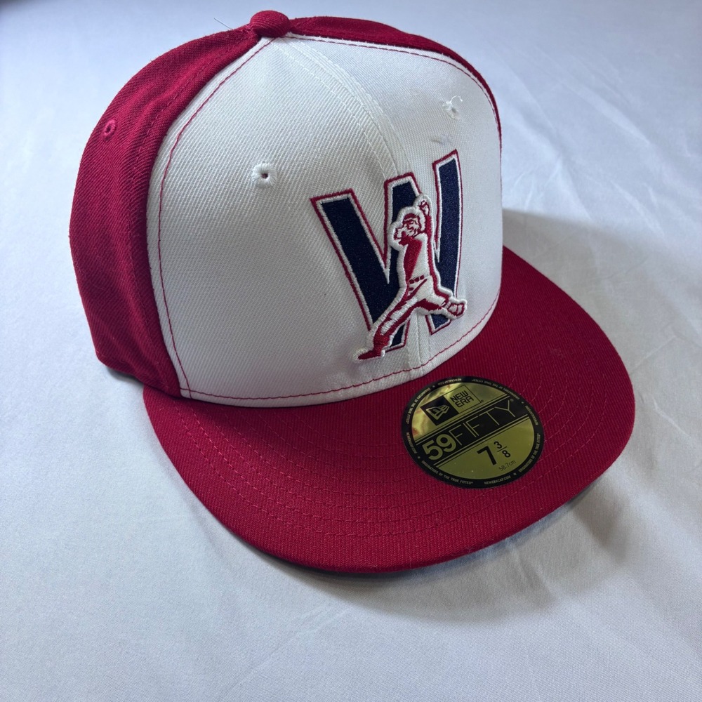 New Era 59FIFTY Washington Nationals Hat Red White Fitted MLB Cap 7 3/8 70541075